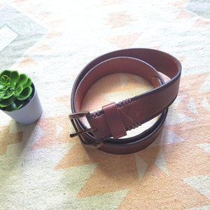 Columbia Double Stitch Brass Buckle Brown Leather Belt Men's 40